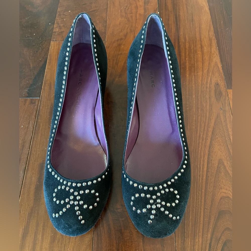 Marc Jacob’s kitten studded black velvet kitten heels with bow size 7.5